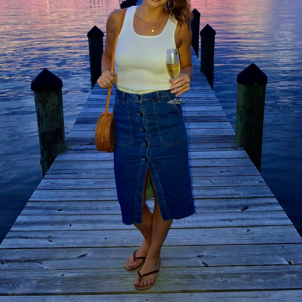 Midi Jean skirt with front buttons
